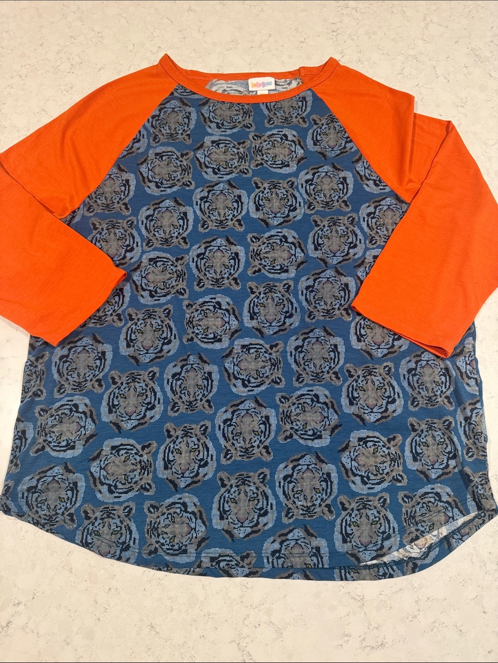 LuLaRoe Randy Women's 3XL Bengals Tiger Print Raglan Top 3/4 Baseball Sleeves